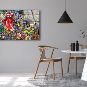 Tempered Glass Wall Decor Glass Printing Wall Hangings Abstract Graffiti 2