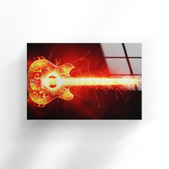 Tempered Glass Wall Decor Glass Printing Wall Hangings Abstract Guitar Rocknroll 1