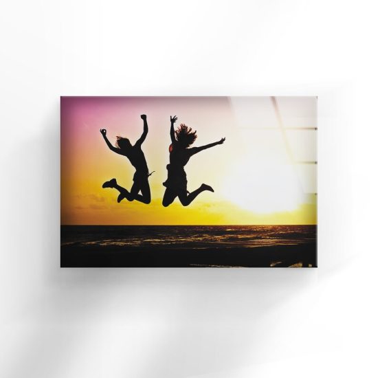 Tempered Glass Wall Decor Glass Printing Wall Hangings Abstract Happy Friendship 1