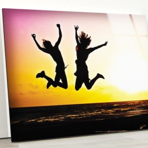 Tempered Glass Wall Decor Glass Printing Wall Hangings Abstract Happy Friendship