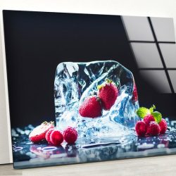 Tempered Glass Wall Decor Glass Printing Wall Hangings Abstract Ice Fruit Wall Art
