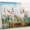 Tempered Glass Wall Decor Glass Printing Wall Hangings Abstract Indian Boat