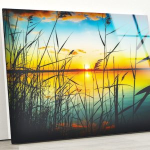 Tempered Glass Wall Decor Glass Printing Wall Hangings Abstract Lake View