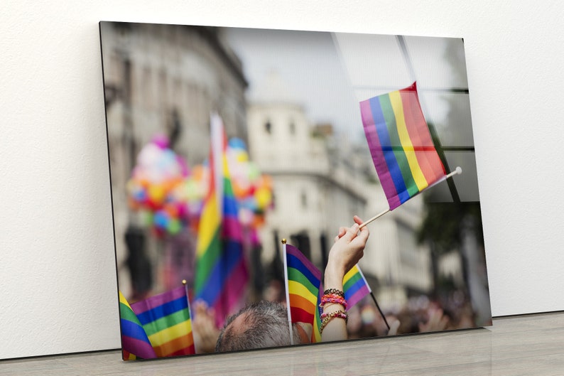 Tempered Glass Wall Decor Glass Printing Wall Hangings Abstract Lgbt Rainbow