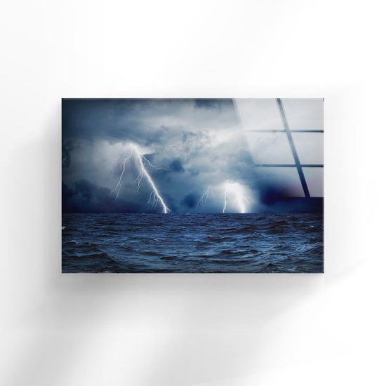 Tempered Glass Wall Decor Glass Printing Wall Hangings Abstract Lightning 1