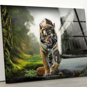 Tempered Glass Wall Decor Glass Printing Wall Hangings Abstract Lion