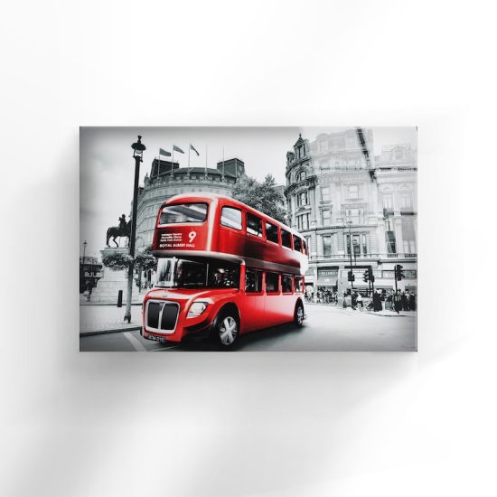 Tempered Glass Wall Decor Glass Printing Wall Hangings Abstract London Bus 1