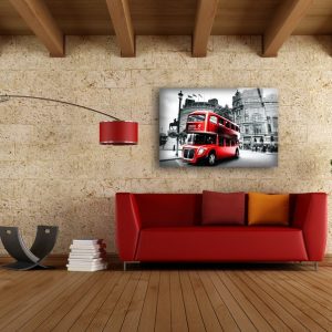 Tempered Glass Wall Decor Glass Printing Wall Hangings Abstract London Bus 2