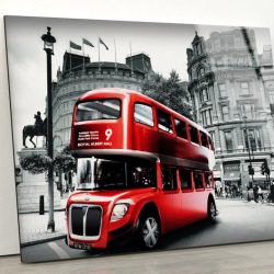 Tempered Glass Wall Decor Glass Printing Wall Hangings Abstract London Bus