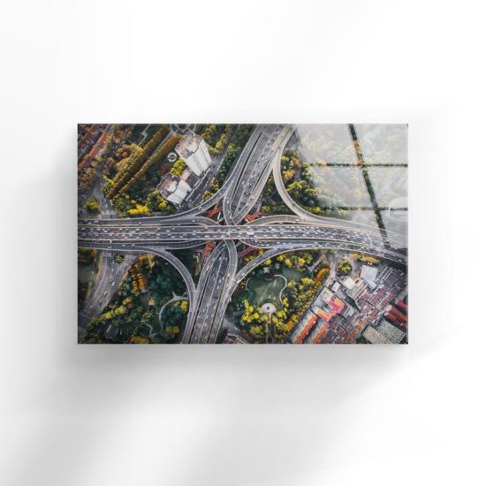 Tempered Glass Wall Decor Glass Printing Wall Hangings Abstract Motorway 1