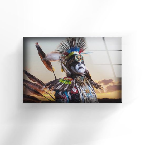 Tempered Glass Wall Decor Glass Printing Wall Hangings Abstract Native American 2