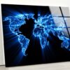 Tempered Glass Wall Decor Glass Printing Wall Hangings Abstract Neon World Map Art