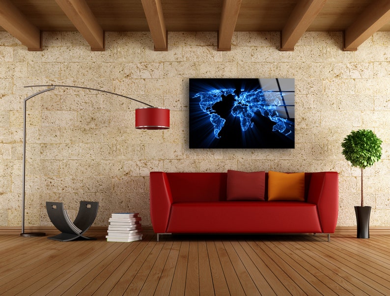 Tempered-Glass-Wall-Decor-Glass-Printing-Wall-Hangings-Abstract-Neon-World-Map-Art-2 Tempered Glass Wall Decor Glass Printing Wall Hangings Abstract Neon World Map Art 2