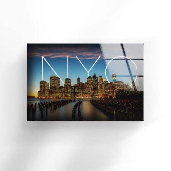 Tempered Glass Wall Decor Glass Printing Wall Hangings Abstract New York Night 1