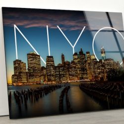Tempered Glass Wall Decor Glass Printing Wall Hangings Abstract New York Night