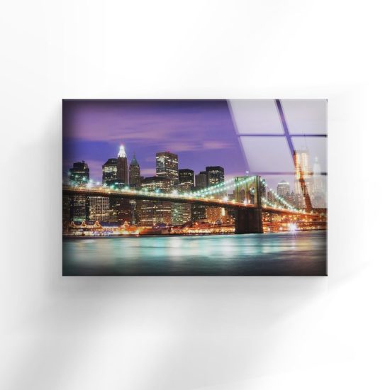 Tempered Glass Wall Decor Glass Printing Wall Hangings Abstract New York River 1