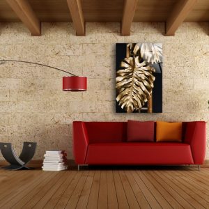 Tempered Glass Wall Decor Glass Printing Wall Hangings Abstract Palm Gold Leaf 2