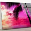 Tempered Glass Wall Decor Glass Printing Wall Hangings Abstract Pink Palm