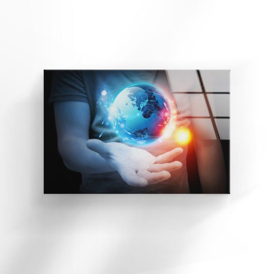 Tempered Glass Wall Decor Glass Printing Wall Hangings Abstract Planet Sun 1