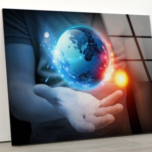 Tempered Glass Wall Decor Glass Printing Wall Hangings Abstract Planet Sun