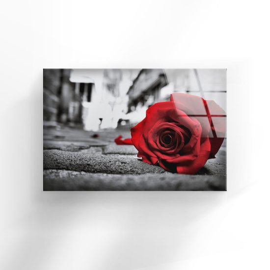 Tempered Glass Wall Decor Glass Printing Wall Hangings Abstract Red Rose Wall Art Rose Flower Wall Art 1