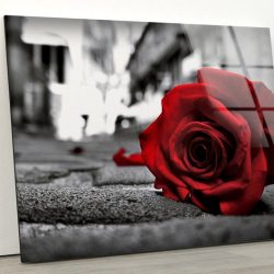Tempered Glass Wall Decor Glass Printing Wall Hangings Abstract Red Rose Wall Art Rose Flower Wall Art