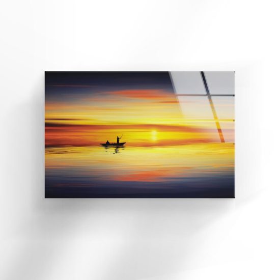 Tempered Glass Wall Decor Glass Printing Wall Hangings Abstract Sea View Sunset 1