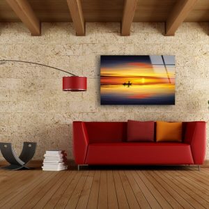 Tempered Glass Wall Decor Glass Printing Wall Hangings Abstract Sea View Sunset 2