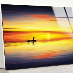 Tempered Glass Wall Decor Glass Printing Wall Hangings Abstract Sea View Sunset