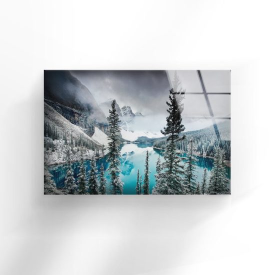 Tempered Glass Wall Decor Glass Printing Wall Hangings Abstract Snow View 1