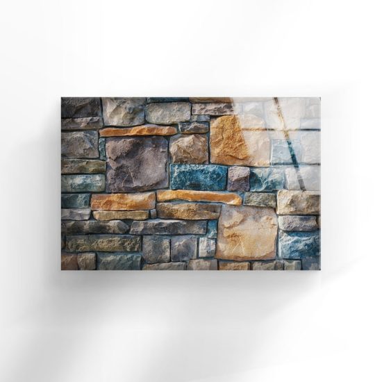 Tempered Glass Wall Decor Glass Printing Wall Hangings Abstract Stone Brick 1