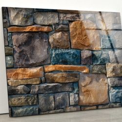 Tempered Glass Wall Decor Glass Printing Wall Hangings Abstract Stone Brick
