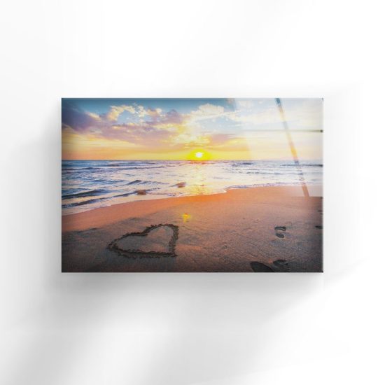 Tempered Glass Wall Decor Glass Printing Wall Hangings Abstract Sunset Beach 1