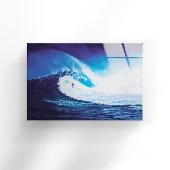 Tempered Glass Wall Decor Glass Printing Wall Hangings Abstract Surf Sea Waves 1