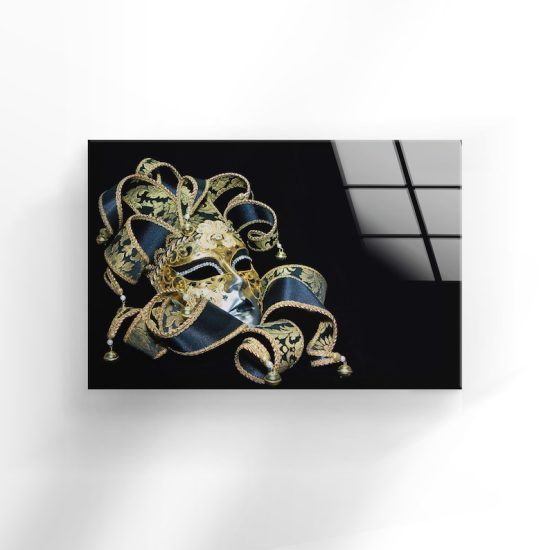 Tempered Glass Wall Decor Glass Printing Wall Hangings Abstract Theater Mask Wall Art 1