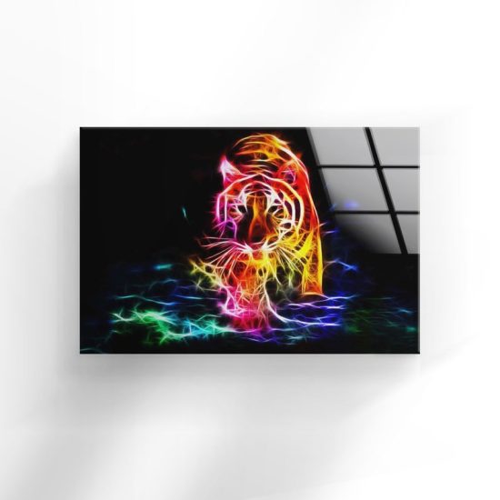 Tempered Glass Wall Decor Glass Printing Wall Hangings Abstract Tiger 1