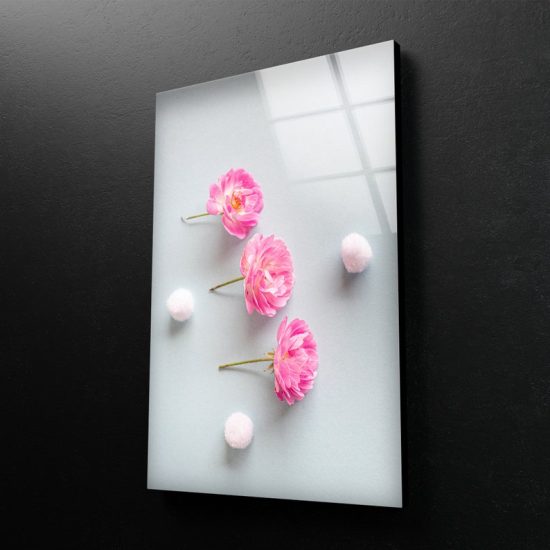 Tempered Glass Wall Decor Glass Printing Wall Hangings Abstract Wall Art Pink Flower Wall Art 1