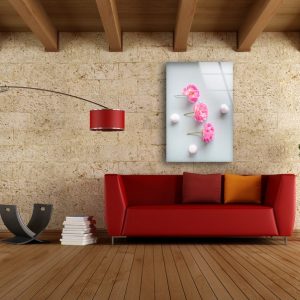 Tempered Glass Wall Decor Glass Printing Wall Hangings Abstract Wall Art Pink Flower Wall Art 2