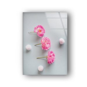 Tempered Glass Wall Decor Glass Printing Wall Hangings Abstract Wall Art Pink Flower Wall Art