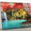 Tempered Glass Wall Decor Glass Printing Wall Hangings Abstract Waterfall Forest