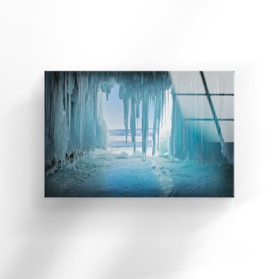 Tempered Glass Wall Decor Glass Printing Wall Hangings Abstract Winter Ice 1