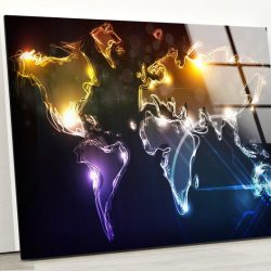 Tempered Glass Wall Decor Glass Printing Wall Hangings Abstract World Map