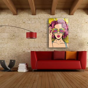 Tempered Glass Wall Decor Glass Printing Wall Hangings Abstract Wow Pop Art Face 1