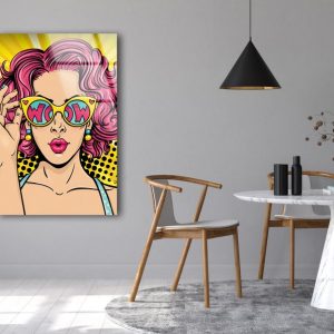 Tempered Glass Wall Decor Glass Printing Wall Hangings Abstract Wow Pop Art Face 2