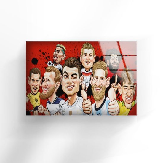 Tempered Glass Wall Decor Glass Printing Wall Hangings Famous Football Players Art 1