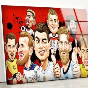 Tempered Glass Wall Decor Glass Printing Wall Hangings Famous Football Players Art