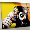 Tempered Glass Wall Decor Glass Printing Wall Hangings Monkey Headphone