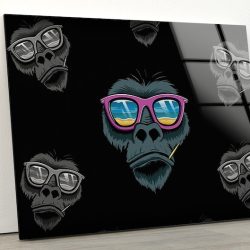 Tempered Glass Wall Decor Glass Printing Wall Hangings Monkey With Glasses