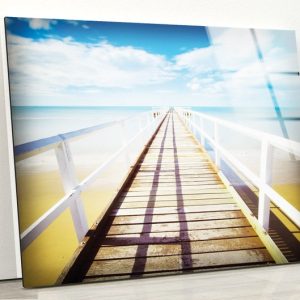 Tempered Glass Wall Decor Glass Printing Wall Hangings Sea View Pier