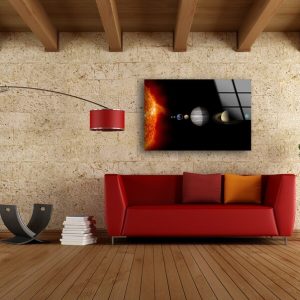 Tempered Glass Wall Decor Glass Printing Wall Hangings Solar System Space 2